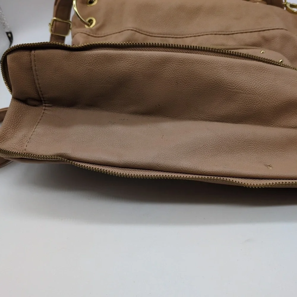 Steve Madden Tote‎ Womens Beige XL Crossbody Satchel Removeable Strap Pockets